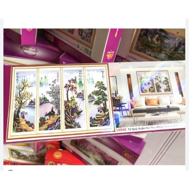Tranh đính đá tứ quý LV040 (36 x 100 x 4 cm)