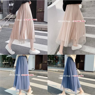 Chân váy nhung xếp ly mặc được 2 mặt