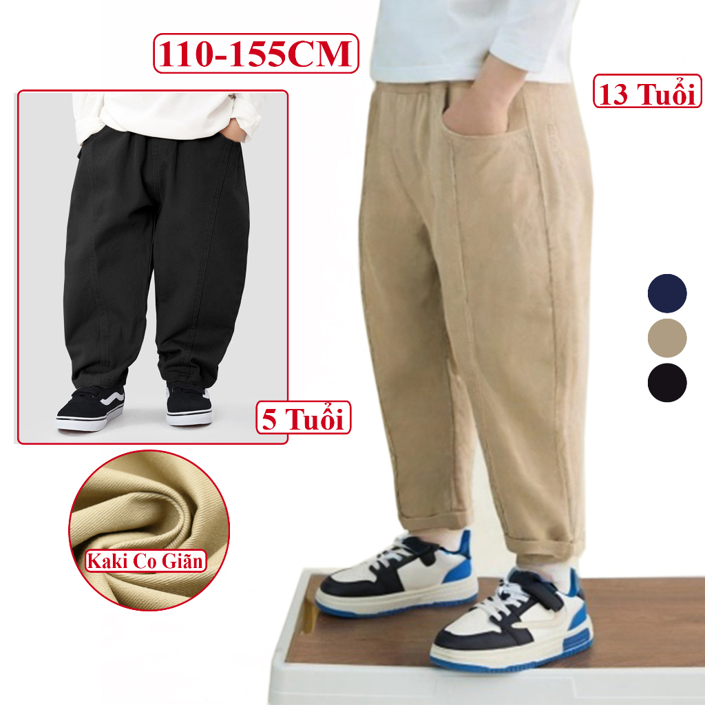 Quần Dài Kaki Bomber Ống Rộng Cho Bé Trai KooKoo, Quần Kaki Bé Trai Form Rộng