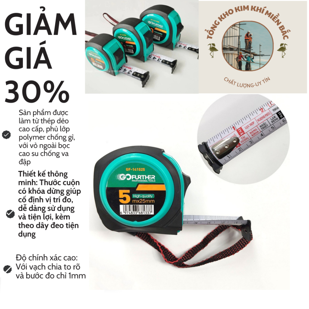 Thước đo, thước cuộn, thước lô ban, thước 5m, 7.5m, 10m  các cỡ GoFuther