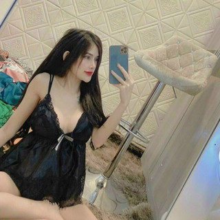 🌹ĐỒ NGỦ PHI DÂY ÁO ĐÔI CÓ MÚT PHỐI REN ĐEN🌹