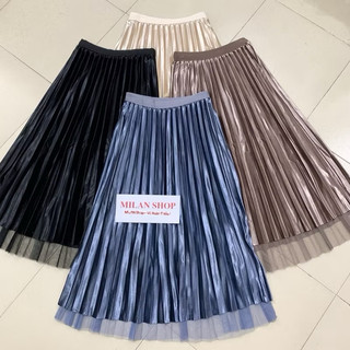 Chân váy nhung xếp ly mặc được 2 mặt