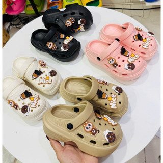  GIÀY SỤC bảo vệ mũi chân đế cao 5 phân có quai cho bé gái hình Labubu siêu sang chảnh đế mềm siêu nhẹ 