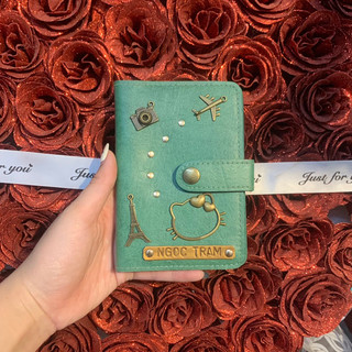 Ví hộ chiếu, passport cover màu Xanh lá - đọc mô tả, free 1 charm và tag khắc tên