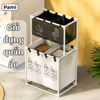  Giỏ Đựng Quần Áo 4 Ngăn Đa Năng Giỏ Phân Loại Quần Áo Giặt Khung Thép Cacbon Chống Gỉ 