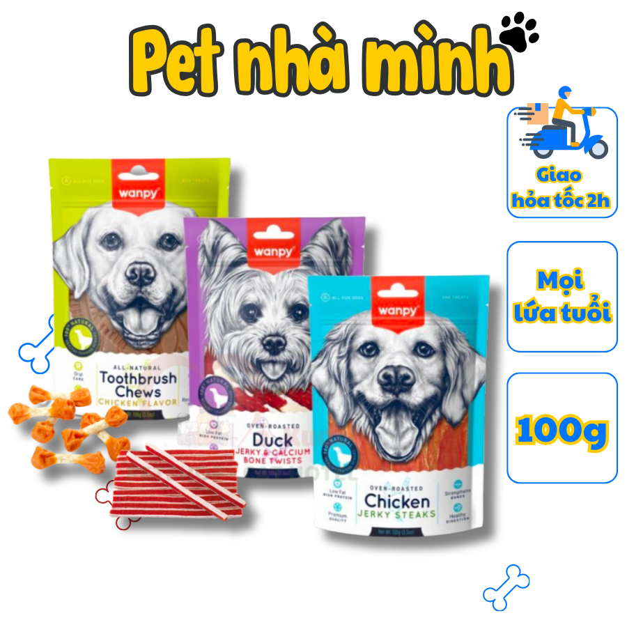 Snack Bánh Thưởng / Que Thưởng Wanpy 100g - An Toàn Nhiều Dinh Dưỡng, Làm Sạch Răng Cho Chó