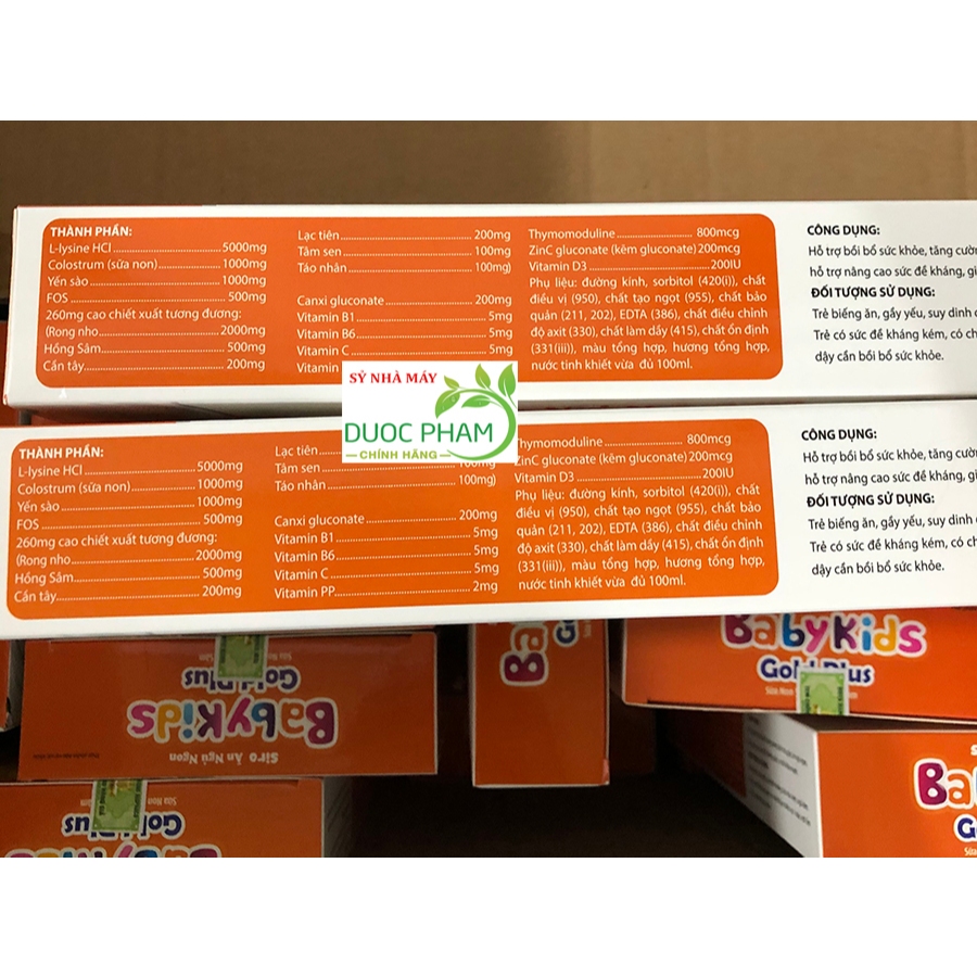 Siro ăn ngủ ngon Baby Kids gold plus giúp tăng sức kháng, ăn ngon, ngủ ngon (Hộp 20 ống)