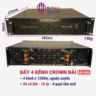 Đẩy 4 Kênh Công Suất Lớn Crown  4X1200W Plus Hàng Bãi 56 Sò - 16 Tụ - Nguồn Xuyến, 1 Kênh Kéo Khỏe 2 Full 30-H2Pro Tech