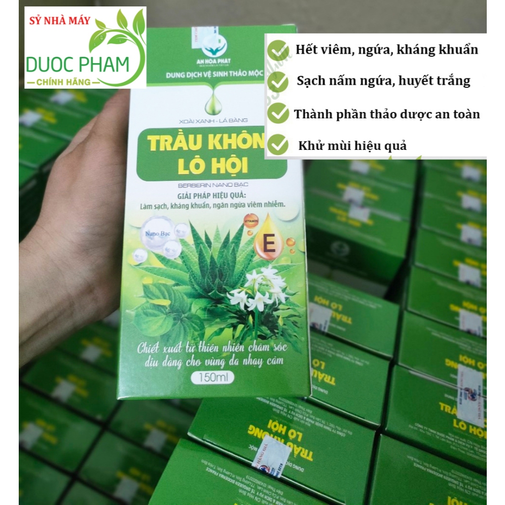 Dung Dịch Vệ Sinh Thảo Mộc Trầu không Lô Hội 100% thảo mộc tự nhiên làm sạch, khử mùi, khô thoáng, hết nấm ngứa