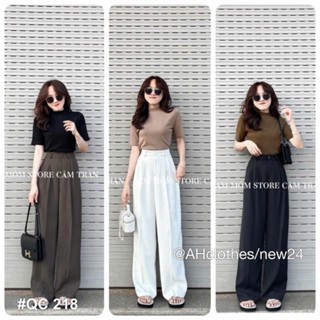 METWO. - Quần vải suông dài culottes ruby tàu trơn basic ống rộng QC cạp cao dày dặn chất mượt Hàn Quốc #218