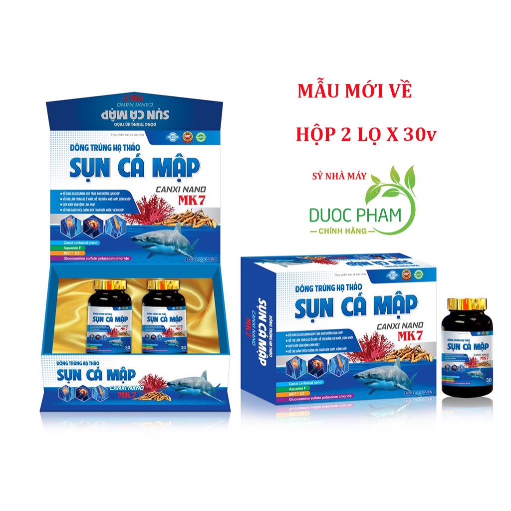 Viên Uống Đông Trùng Hạ Thảo Sụn Cá Mập Canxi Nano MK7- Bổ Sung Glucosamin Hỗ Trợ Giảm Thoái Hóa Khớp, đau khớp