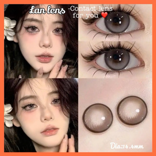   Cận 0-6 độ Kính áp tròng Lens xám hồng mix viền nhạt,phong cách Douyin mới Peach coca gray-Lan lens 