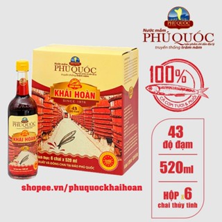 Nước Mắm Phú Quốc Khải Hoàn Chai Thủy Tinh 520ml (Hộp 6 hoặc thùng 12)