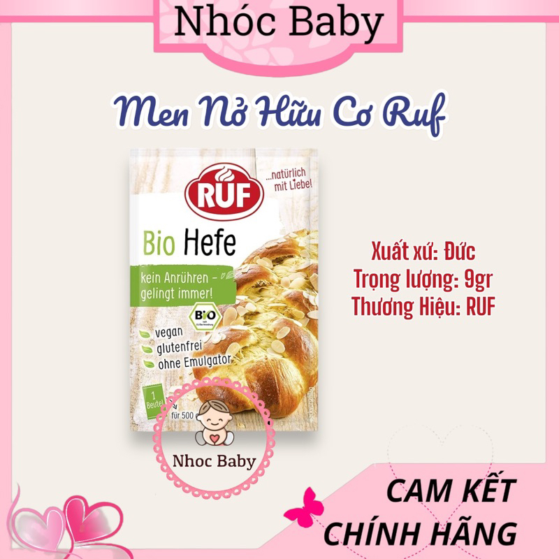 MEN NỞ HỮU CƠ RUF 9g LÀM BÁNH BAO, BÁNH MÌ GỐI, HOA CÚC