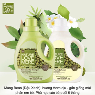  NƯỚC GIẶT XẢ QUẦN ÁO CHO BÉ NATURE LOVE MERE HƯƠNG HẠT ĐẬU MUNG 1800ml 1300ml 
