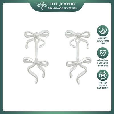 Khuyên tai bạc nữ TLEE nơ nhám trắng xinh xắn TLEE JEWERY B0418