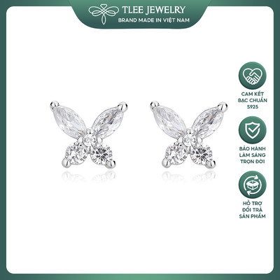 [Outlet S1] Khuyên tai bạc nữ TLEE, bông tai hồ điệp cánh hoa xinh xắn TLEE JEWELRY B0422