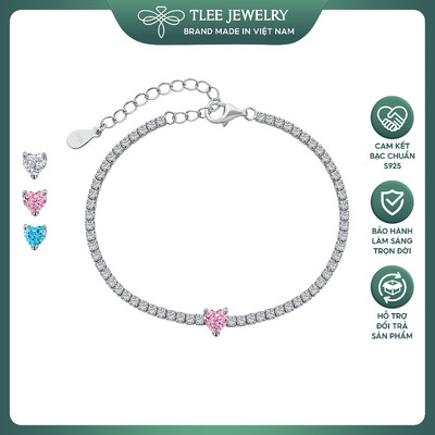 Lắc tay bạc nữ TLEE tim full dải đá lấp lánh TLEE JEWELRY LT0332