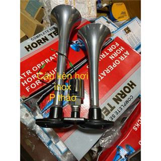 Cặp còi hơi,cặp kèn hơi 2 loa inox 12v 24v, còi hơi 40cmcho xe có bình hơi kèm nhại HOẶC CẶP KÈN dài tầm 30cm
