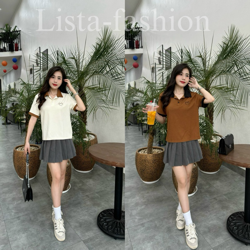 Conbo 2 Áo Thun Nữ Polo Lista Babytee Họa Tiết Thêu Trái Tim Bigsize ( Mã 2 ) | BigBuy360 - bigbuy360.vn