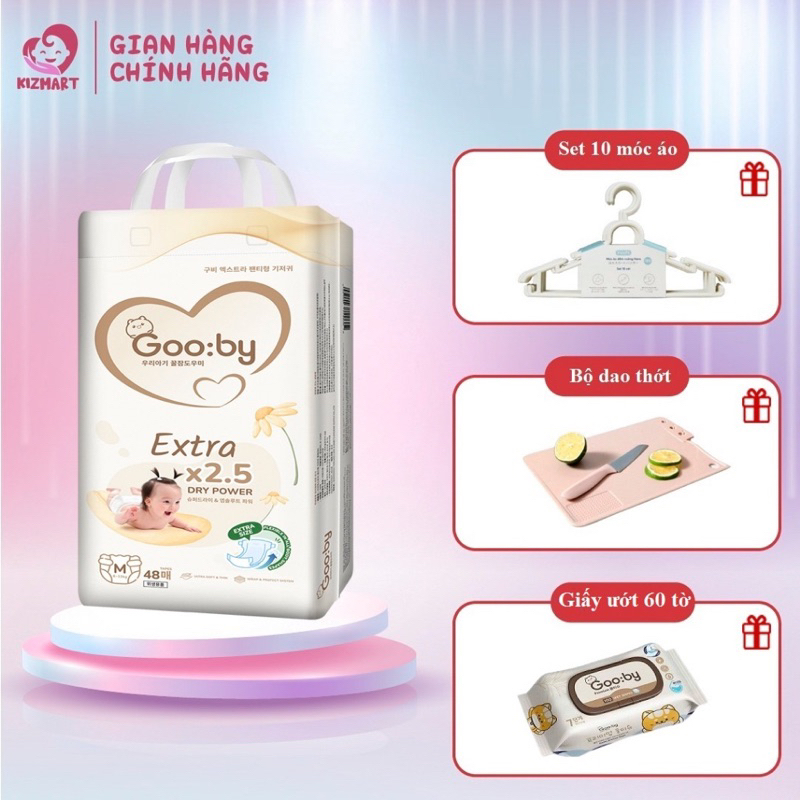 Tã/bỉm quần dán Gooby Extra Hàn Quốc ngày mềm, mỏng, thấm hút, chống tràn, an toàn size NB/S/M/L/XL/XXL/XXXL