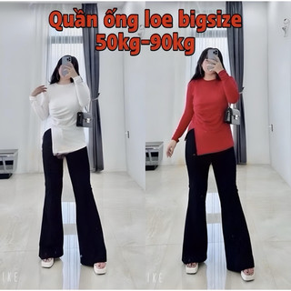 (Shop bigsize nữ 50kg-90kg) Quần tây ống loe cạp cao QLOE10 - Shop Táo Đỏ bigsize