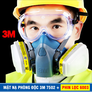 Mặt nạ phòng độc 3M 7502 + 6003 (phun thuốc trừ sâu, phun sơn, chống khói bụi mịn, hóa chất)