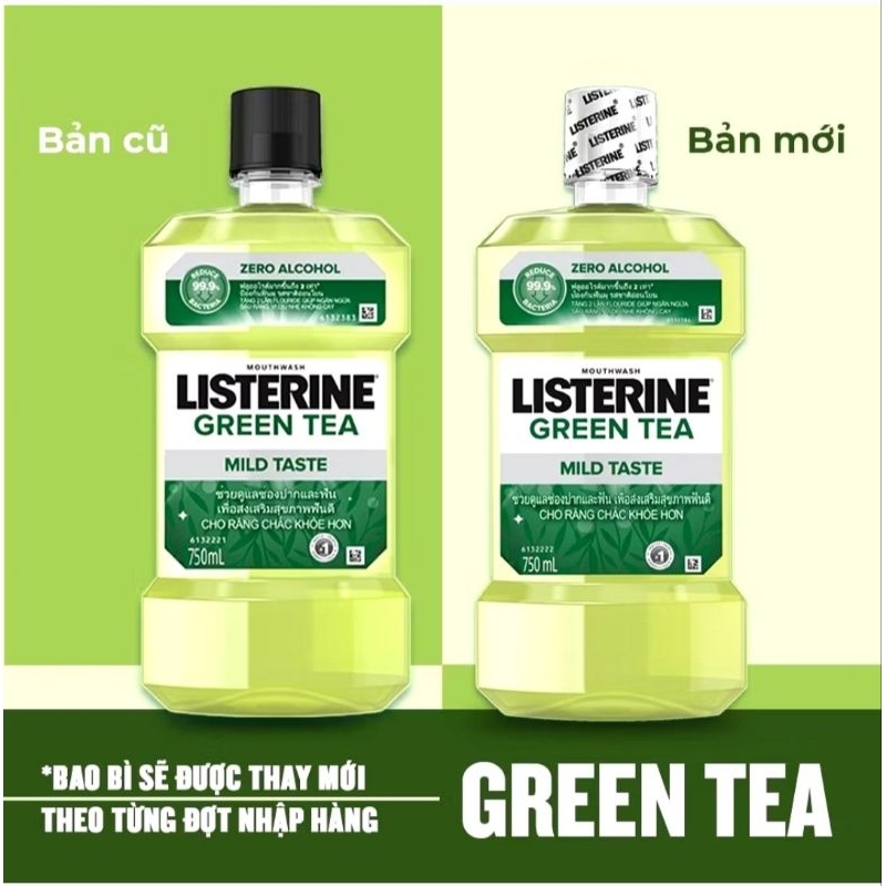 Nước súc miệng Listerine trà xanh 750ml