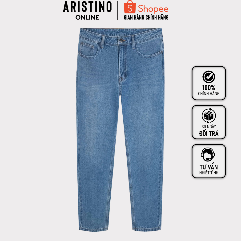 Quần jeans Aristino dáng Regular Fit hiệu ứng giặt mài jeans AJN0170Z