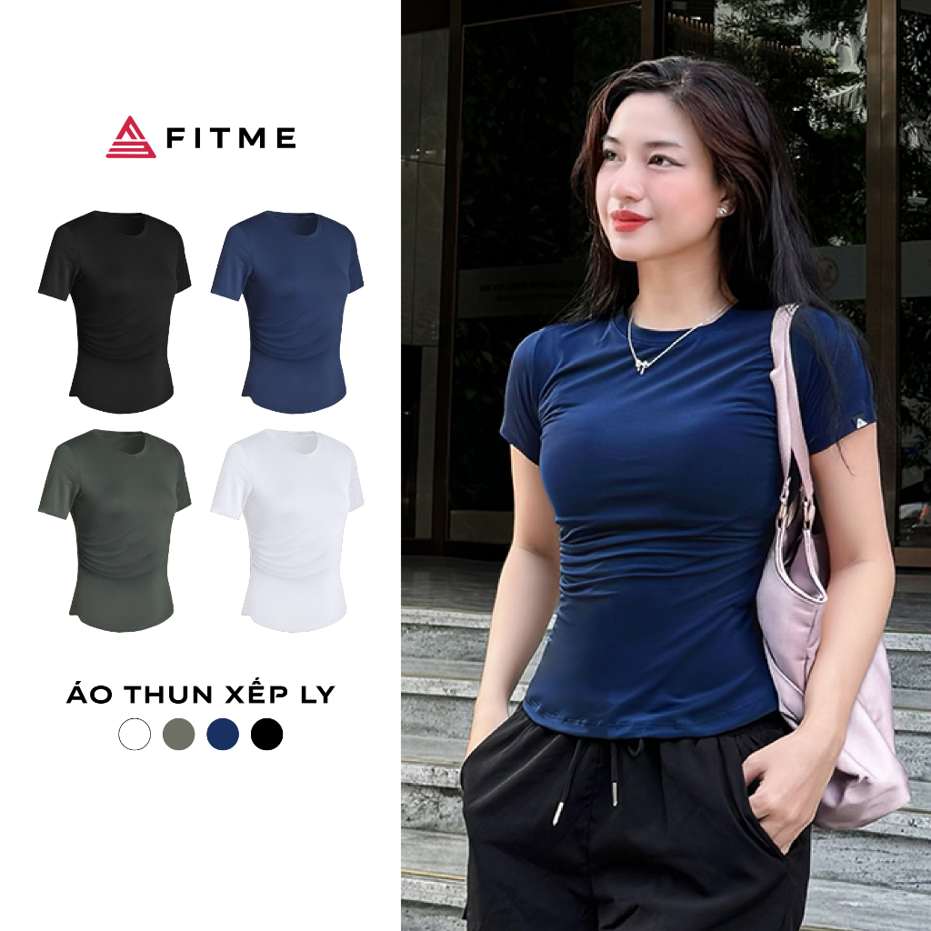Áo tập gym yoga nữ Fitme Simple xếp ly vải cao cấp co giãn 4 chiều thấm hút mồ hôi ATXL01 | BigBuy360 - bigbuy360.vn