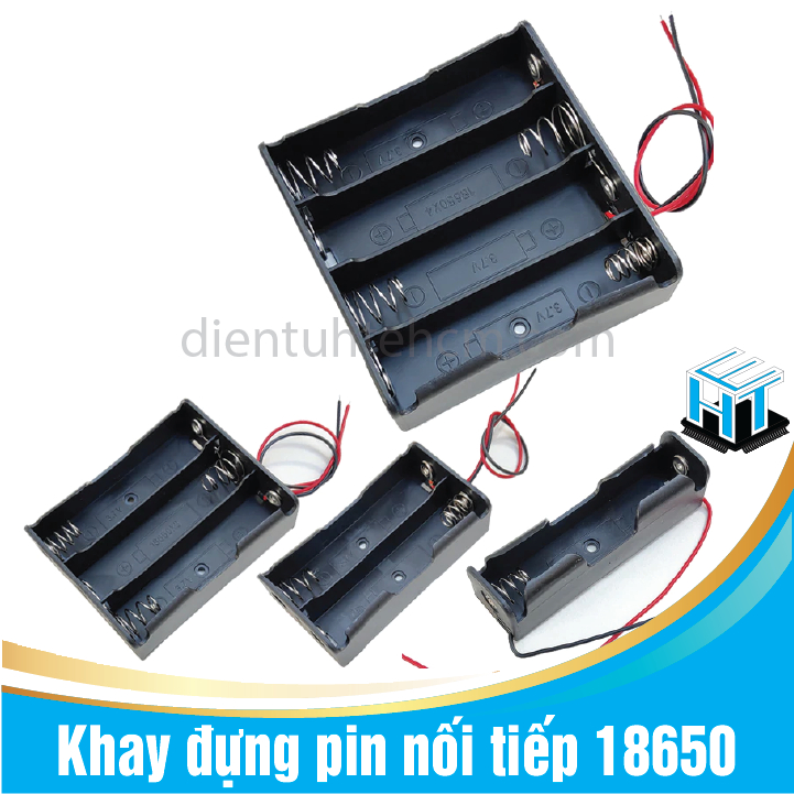 1 CÁI Khay đựng pin nối tiếp 18650 hàn sẵn dây điện - 1 cell / 2 cell / 3 cell / 4 cell dùng trong đ