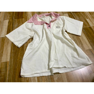 ÁO TRẮNG PHỐI CỔ HỒNG ( new 95% ) size L