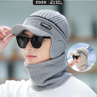 Mũ len nam nữ kèm khăn quàng cổ nón len trùm đầu unisex mùa đông chất liệu len cao cấp giữ ấm tốt phụ kiện thời trang