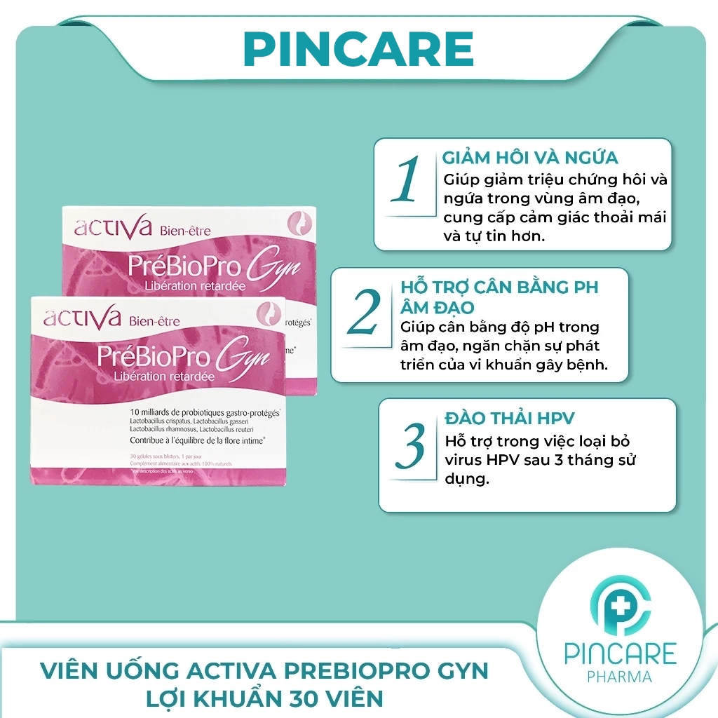 Men phụ khoa Activa Prebiopro Gyn bổ sung lợi khuẩn 30 viên - PINCARE Health & Beauty
