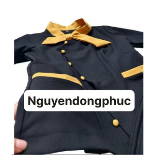 Đồng phục spa màu đen viền vàng