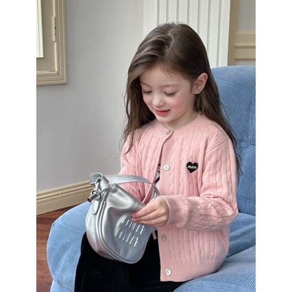  Áo len cardigan cho bé gái Áo khoác len bé gái vặn thừng hình tim co giãn AMBB kids cho bé từ 10kg đến 35kg 