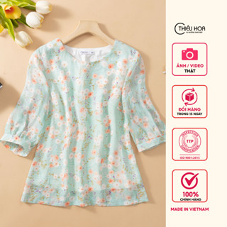 Áo kiểu trung niên, chất liệu voan mềm cao cấp, thiêt kế hiện đại mịn mát thương hiệu Thiều Hoa AN3Y1214