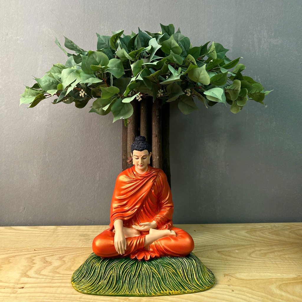 Gốc Cây Bồ Đề, Decor Cho Tượng Phật, Thân Gỗ Ghép Với Nhau, Cành Lá Bồ Đề Giả, Cao 60cm - Tuệ Nga