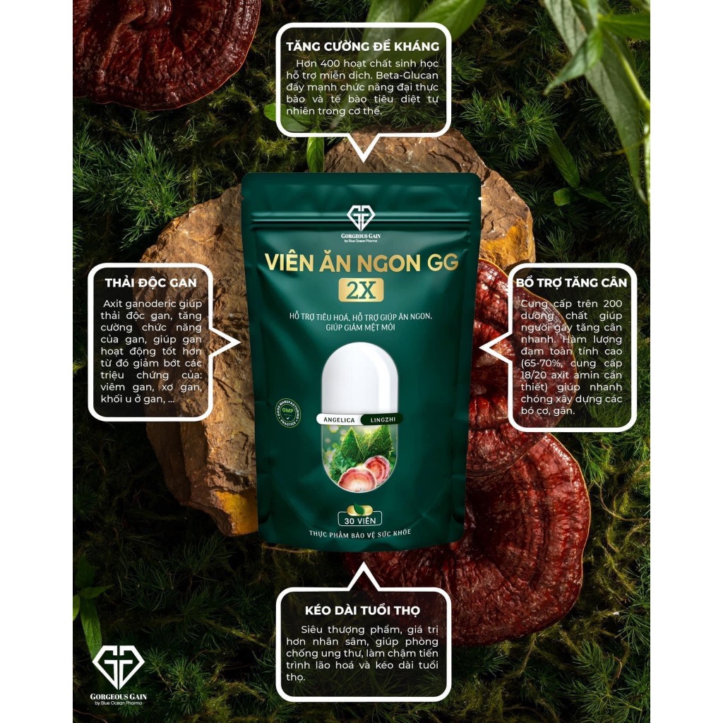 Viên Ăn Ngon GG 2X Hỗ Trợ Tăng Cân An Toàn Cho Trẻ Từ 6 Tuổi Và Người Có Cơ Địa Chai Lỳ Gầy Kinh Niên