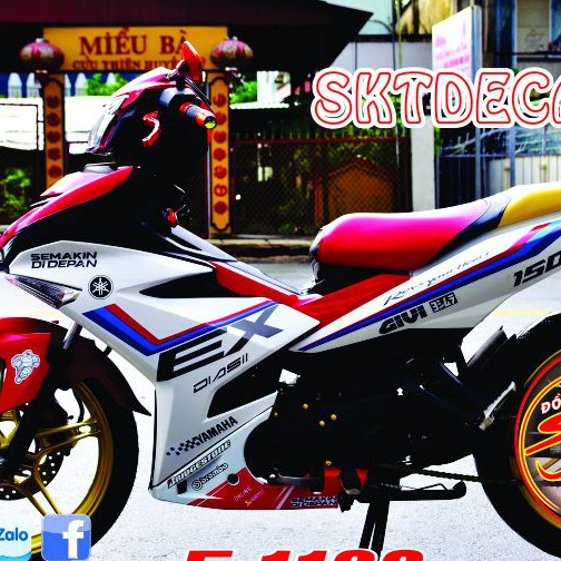 tem xe exciter 150 trắng đỏ ex