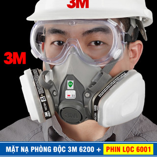 Mặt nạ phòng độc 3M 6200 + 6001 (phun thuốc trừ sâu, phun sơn, chống khói bụi mịn, hóa chất)