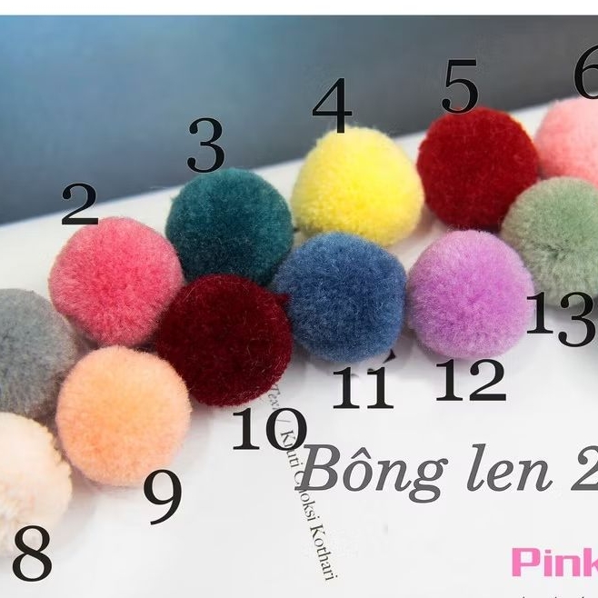 *Bông len tròn nhiều màu cỡ 2cm