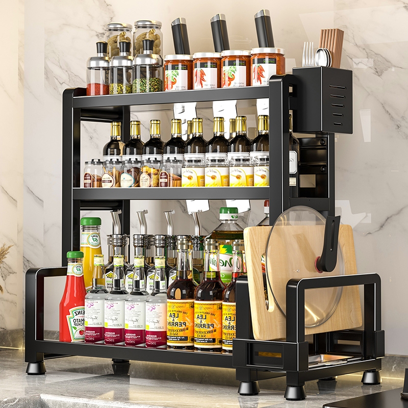 Kệ đựng gia vị HABO Kệ để gia vị nhà bếp đa năng đựng gia vị nấu ăn nhiều tầng kèm ống đũa giá gác thớt tiện lợi