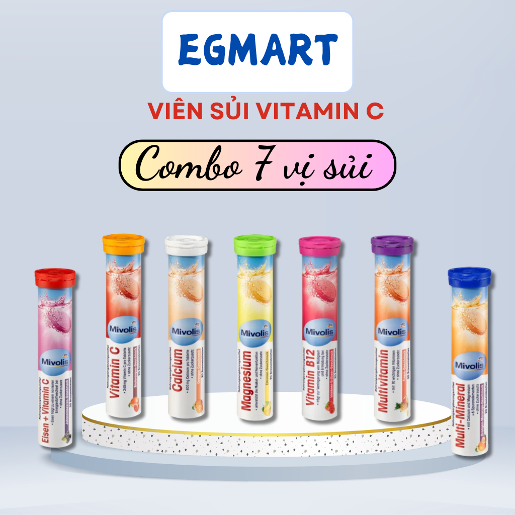 Viên sủi Mivolis vitamin tổng hợp hỗ trợ tăng cường hệ miễn dịch 20 viên - Hàng Đức