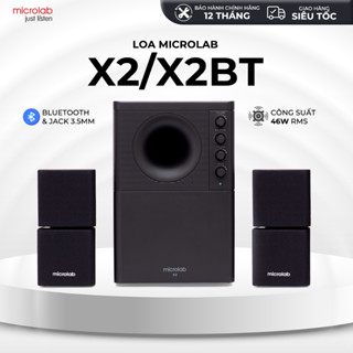 Loa Vi Tính Bluetooth Bass Cực Mạnh MICROLAB X2/X2BT, Công Suất 46W, Làm Việc, Chơi Game, Nghe Nhạc - Hàng Chính Hãng