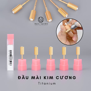  Đầu mài Kim Cương Mỹ Titanium 3in1 - Chuyên dùng mài mịn mài phá cho đắp bột đắp gel - Sacos 