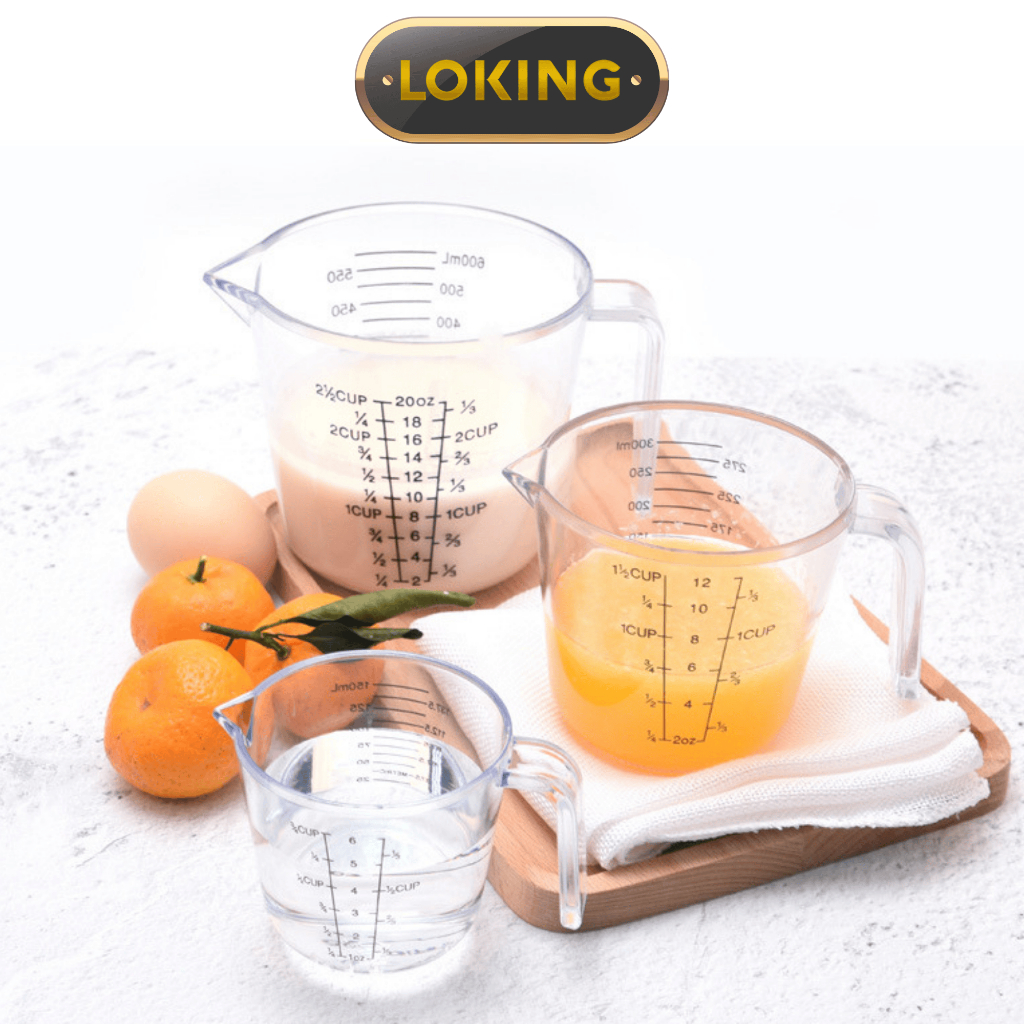 Cốc, ca đong định lượng có vạch chia nhựa PS trong suốt - LOKING