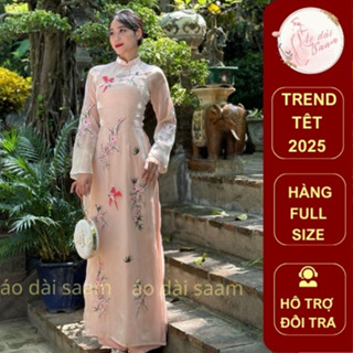 Áo dài xéo xọ Hồng Cầm voon tơ 2 lớp 4 tà hoa hậu Thùy Tiên áo dài saam cover