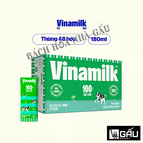 Sữa Tươi Vinamilk 100% 180ml (Thùng 48 hộp)
