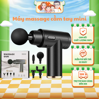  Máy massage cầm tay mini MASAGE GUN - đấm lưng  trị liệu cổ vai gáy 4 chế độ 6 điểm dừng Góc Nhà Kem 